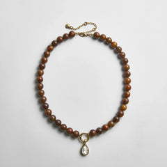 Janette Beaded Ring Necklace - Tiger's Eye