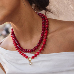 Joyce Semi-Precious Beaded Necklace - Red Jasper