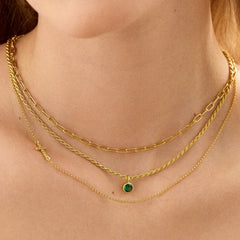 18K Gold Asymmetrical Cross Necklace - Cross
