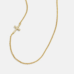 18K Gold Asymmetrical Cross Necklace - Cross