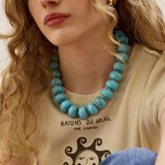 Joan Semi-Precious Necklace - Turquoise Bead