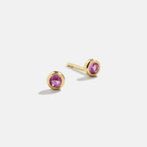 18K Gold Birthstone Stud Earrings - Rose