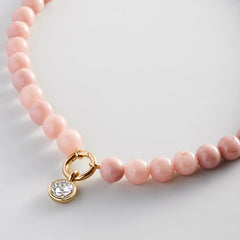 Janette Beaded Ring Necklace - Light Pink Bead