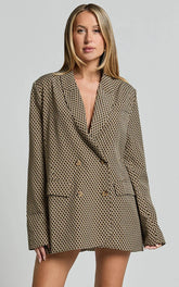 Esti Blazer - Double Breasted Blazer in Black and Brown