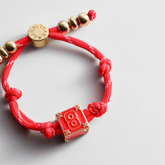 Block Party Varsity Number Custom Bracelet - Cherry Red Single Digit