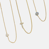 18K Gold Asymmetrical Cross Necklace - Cross