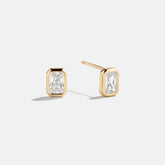 Bianca 14K Gold Earrings - Emerald Bezel Set Earrings