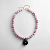 Jamie Semi-Precious Beaded Necklace - Light Amethyst/Black Hypersthene