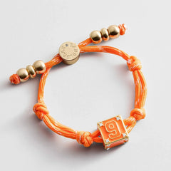 Block Party Varsity Number Custom Bracelet - Tangerine Single Digit