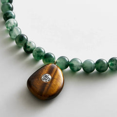 Jamie Semi-Precious Beaded Necklace - Green Jade/Tiger's Eye