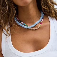 Joyce Semi-Precious Beaded Necklace - Blue Lace Agate
