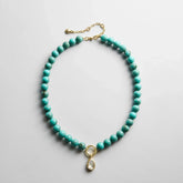 Janette Beaded Ring Necklace - Turquoise Bead