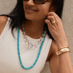 June Semi-Precious Beaded Necklace - Turquoise Bead