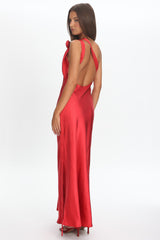 Starfall Rosette Maxi Dress Red