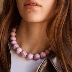 Jane Beaded Necklace - Smoky Rose Quartz