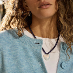 Semi-Precious Heart Necklace - Moonstone/Lapis