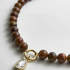 Janette Beaded Ring Necklace - Tiger's Eye