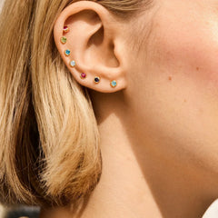 18K Gold Birthstone Stud Earrings - Sapphire