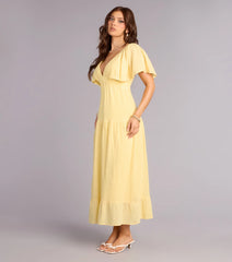 Major Fling Flutter Sleeve Maxi Dress