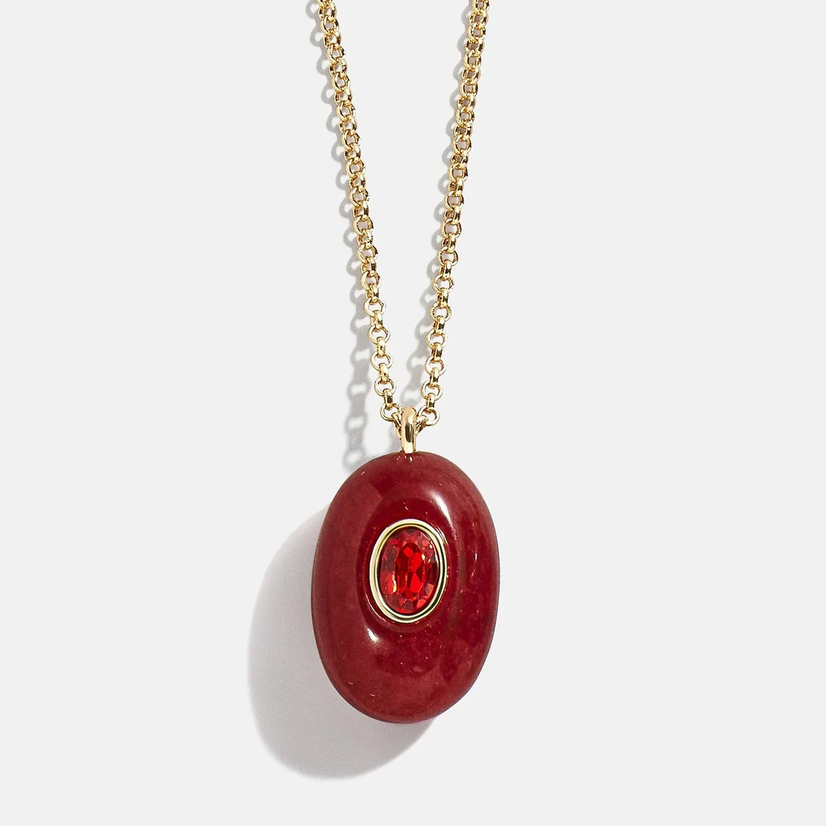 Aura Semi-Precious Pendant Necklace - Red Jasper