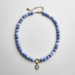 Janette Beaded Ring Necklace - Sodalite