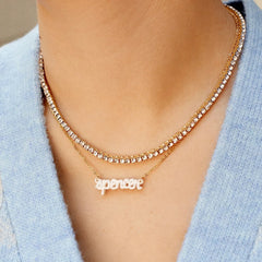 Acrylic Custom Nameplate Necklace - Gold