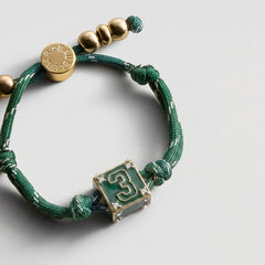 Block Party Varsity Number Custom Bracelet  - Dark Green Single Digit