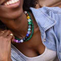 Mini Jane Beaded Necklace - Rainbow Bead