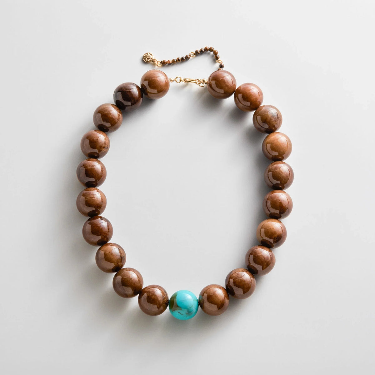 Jane Beaded Necklace - Brown/Turquoise