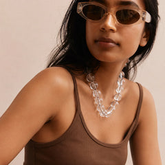 Jane Beaded Necklace - Clear/Brown