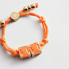 Block Party Varsity Number Custom Bracelet  - Tangerine Double Digit