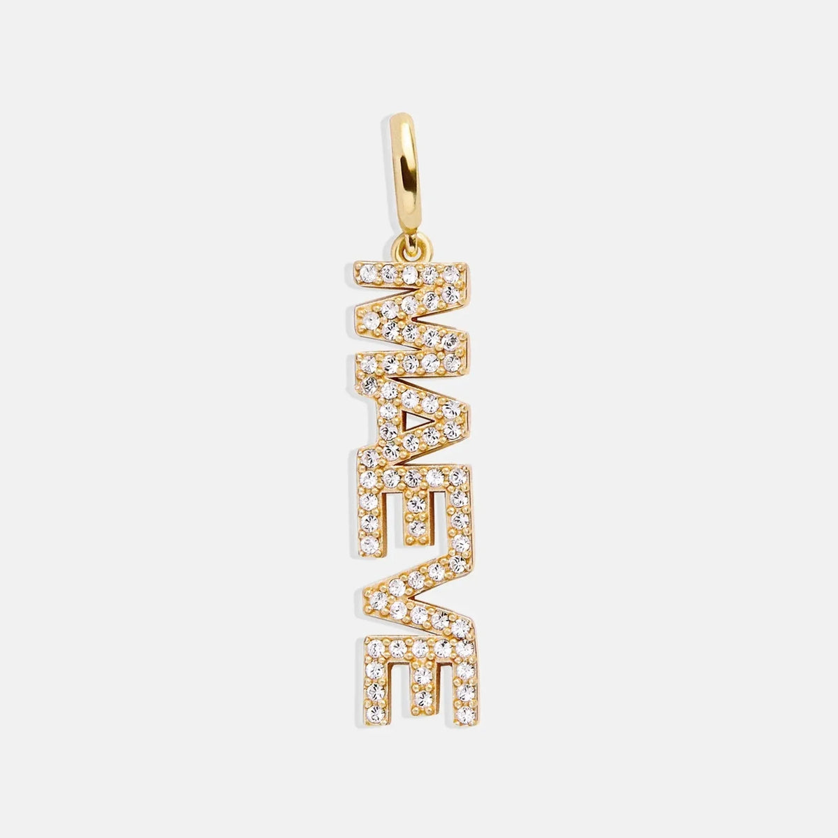 Block Custom Nameplate Charm - Gold/Pavé
