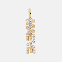 Block Custom Nameplate Charm - Gold/Pavé