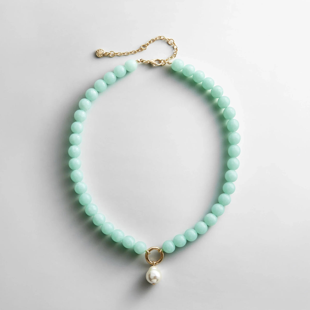 Janette Beaded Ring Necklace - Aqua