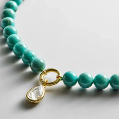 Janette Beaded Ring Necklace - Turquoise Bead