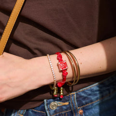 Block Party Varsity Number Custom Bracelet  - Cherry Red Double Digit