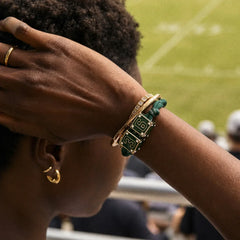 Block Party Varsity Number Custom Bracelet  - Dark Green Single Digit