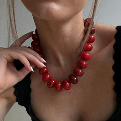 Joan Semi-Precious Necklace - Red Jasper