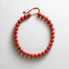 Mini Jane Beaded Necklace - Red Jasper