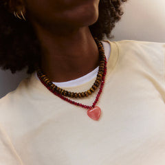 Semi-Precious Heart Necklace - Strawberry/Cherry Quartz