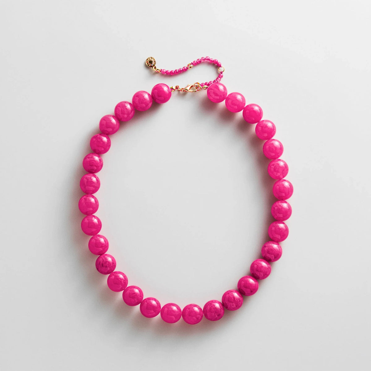 Mini Jane Beaded Necklace  - Fuchsia Agate Bead