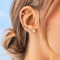 14K Gold Celestial Delicate Stud - Star