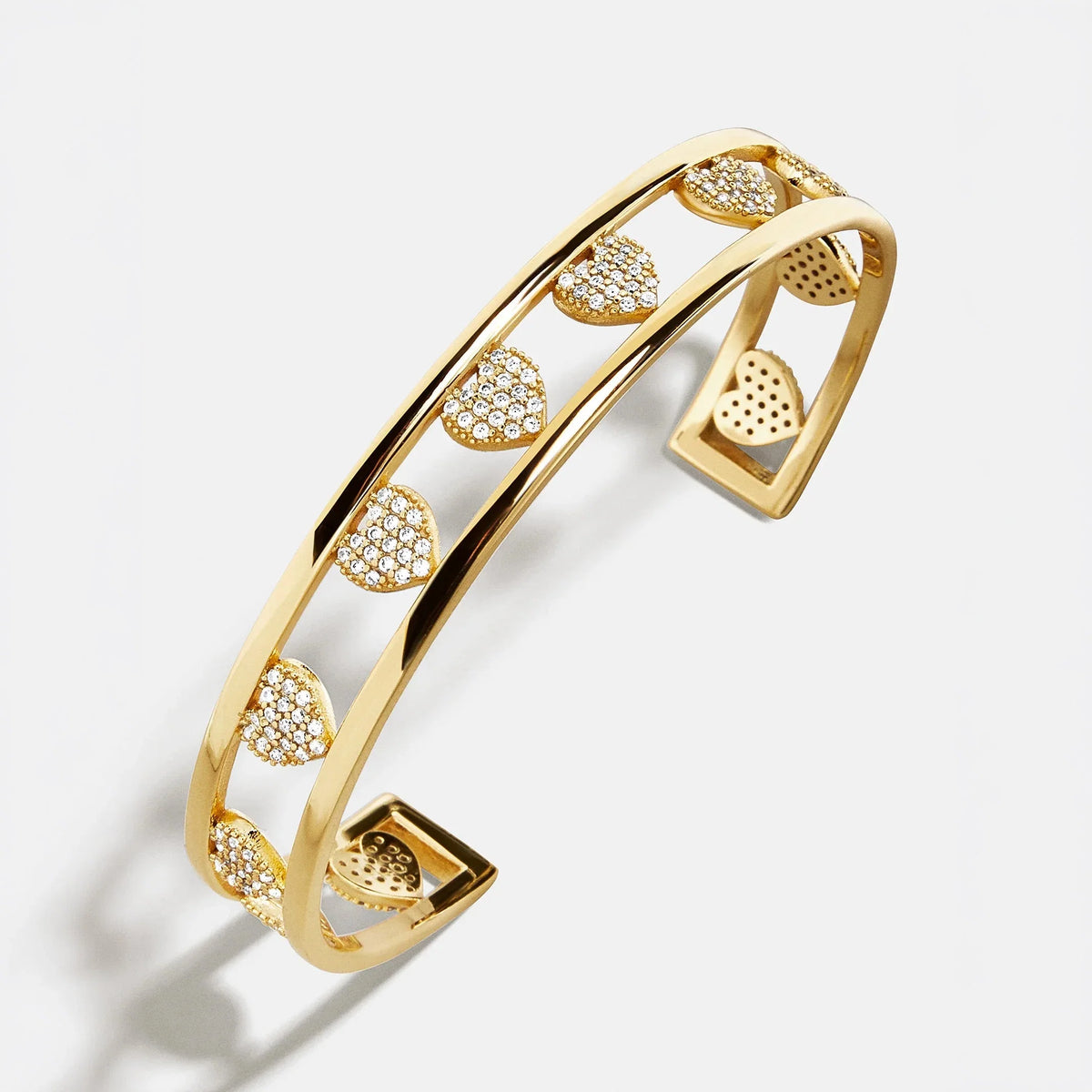 18K Gold Heart Cuff Bracelet - Heart