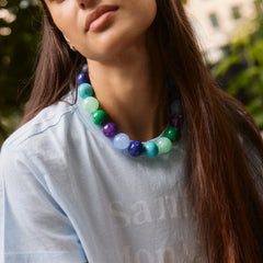 Jane Beaded Necklace - Blue Multi Bead