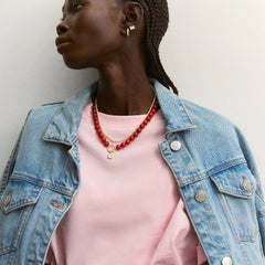 Janette Beaded Ring Necklace - Carnelian
