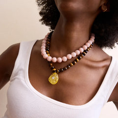 Mini Jane Beaded Necklace  - Mauve Bead