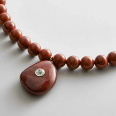 Jamie Semi-Precious Beaded Necklace - Red Jasper/Red Jasper
