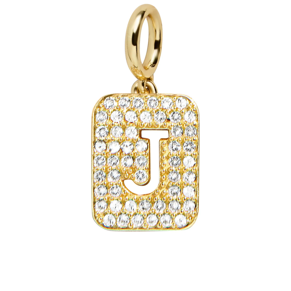 Block Pavé Initial Cluster Charm - J