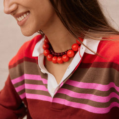 Jane Beaded Necklace - Red Jasper