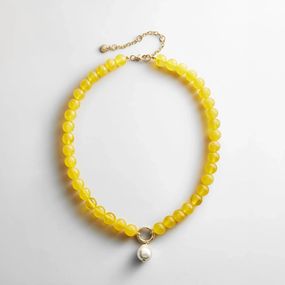 Janette Beaded Ring Necklace - Citrine